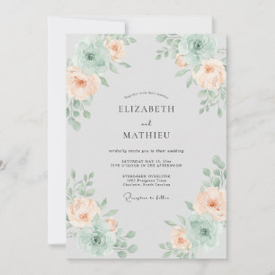 Aprikosen-Meeresgischt-Blüten-Hochzeit Einladung