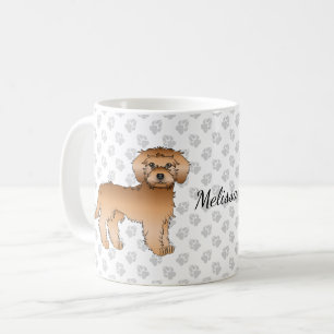 Aprikosen-Mini-Goldendoodle-Cartoon-Hund & Name Kaffeetasse