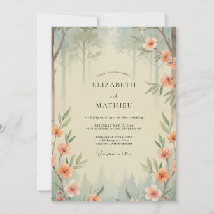 Aprikosen-Nebel-Blüten-Hochzeit Einladung