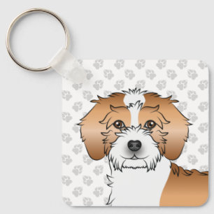 Aprikosen-Parti-Farben-Mini-Goldendoodle-Hund & Na Schlüsselanhänger