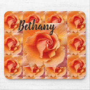 Aprikosen-Pfirsich-Rosenblüten-Nahaufnahme-Foto Mousepad