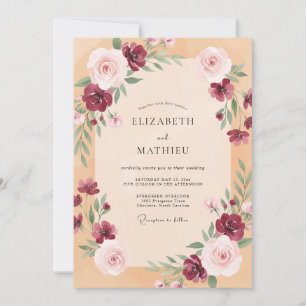 Aprikosen-Pflaume-Laub-Weiches-Eukalyptus-Hochzeit Einladung