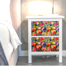 Aprikosen- und violettes Blumenmuster-Decoupage