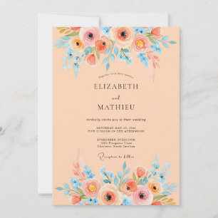Aprikosen-Wasserfarben-Hochzeit Serene Einladung