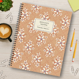 Aprikosenfarbene Florale Boho Texturierte StudentI Notizbuch