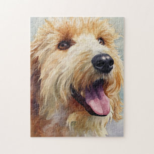 Aprikosenfarbener Goldendoodle-Wasserfarbenmalerei
