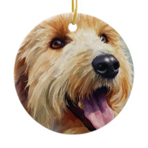 Aprikosenfarbener Goldendoodle-Wasserfarbenmalerei