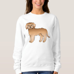 Aprikosenfarbener Mini Goldendoodle Süßer Cartoon- Sweatshirt
