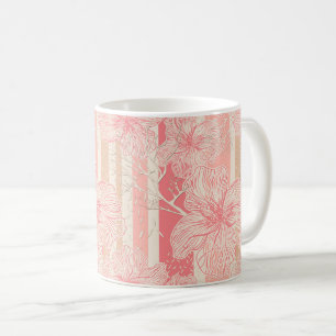 Aprikosenpfirsichrosa, blumengestreiftes Muster Kaffeetasse