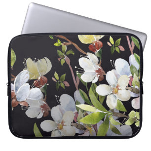 Aprikosenzweige Frühling: Aquarellfarben nahtlos. Laptopschutzhülle