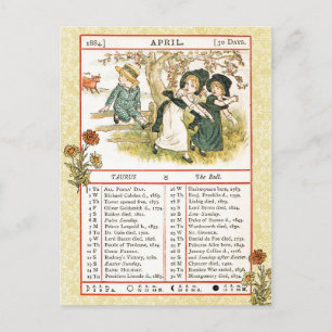 April 1884 Almanach. Stier Postkarte
