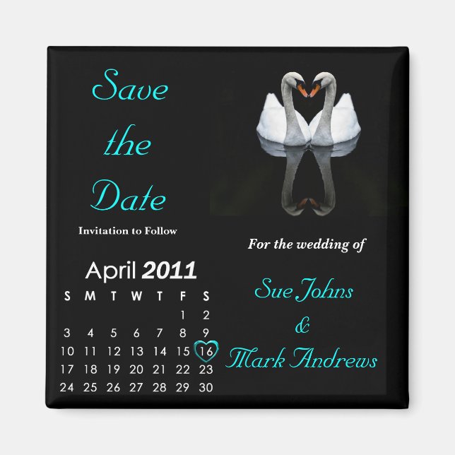 April 2011 Save the Date, Hochzeitsankündigung Magnet (Vorne)