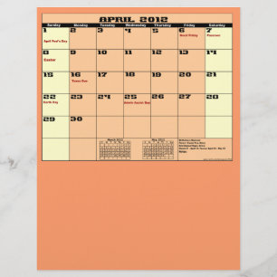 April. 2012 Kalender 13-Monate-Multifunktions-Flye Flyer
