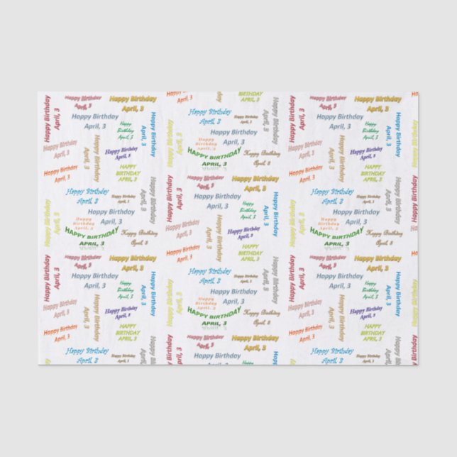 April, 3. Geburtstag, Tissue Paper Seidenpapier (Vorderseite)
