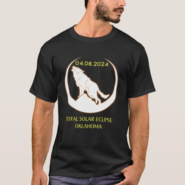 April 8 2024 Total Solar Eclipse Oklahoma Wolf Sun T-Shirt (Vorderseite)