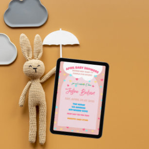 April-Baby-Shower Mai-Baby-Knuddeltag Regnende Her Einladung