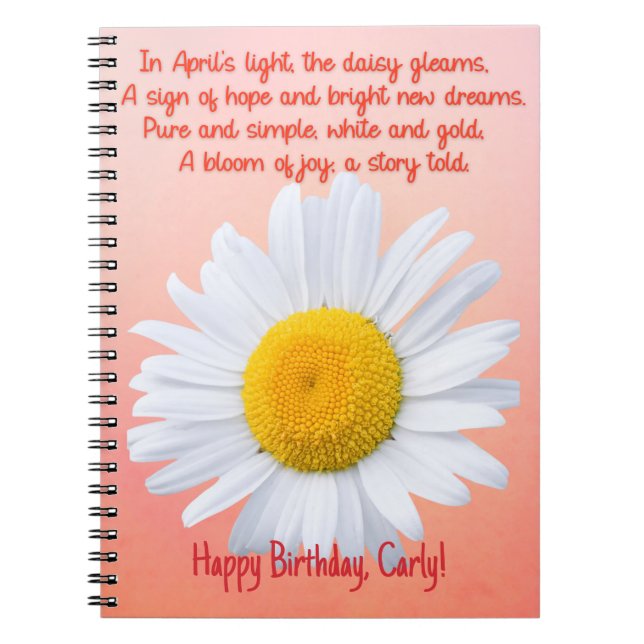 April Birth Blume Spiral Notebook Notizblock (Vorderseite)