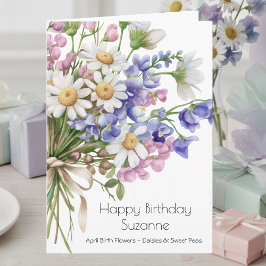 April Birth Month Flowers April Happy Birthday Car Karte