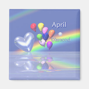 April Birthday Diamond Heart Magnet