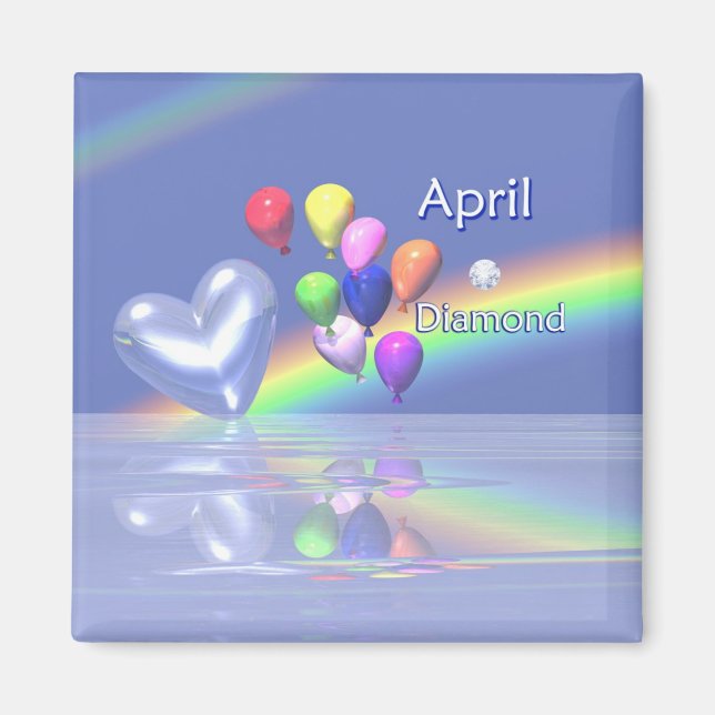 April Birthday Diamond Heart Magnet (Vorne)