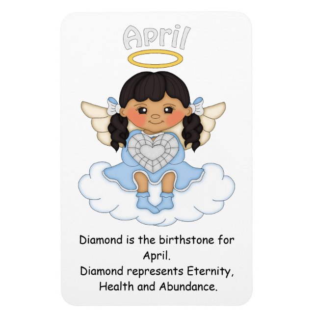 April Birthstone Angel Black Premium Magnet (Vertikal)