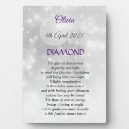 April Birthstone Diamond Plaque mit Easel Fotoplatte