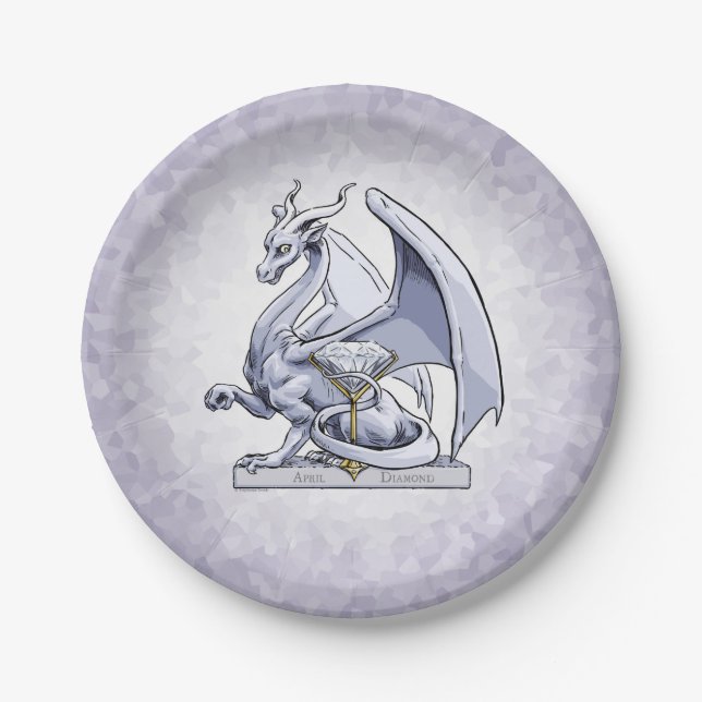 April - Birthstone Drache: Diamond Pappteller (Vorderseite)