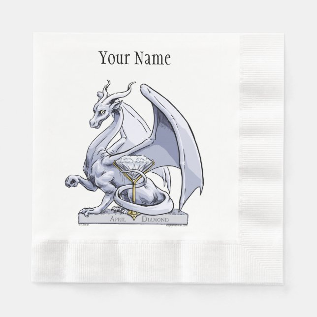 April - Birthstone Drache: Diamond Serviette (Vorderseite)