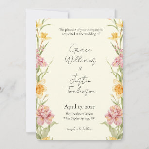 April-Blüten-Garten-Narzissen-Hochzeitseinladung Einladung
