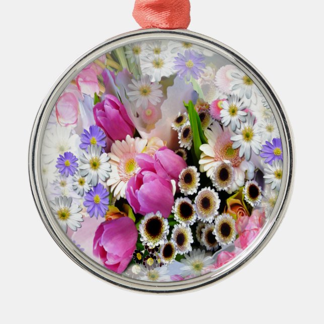 April Bouquet Silbernes Ornament (Vorne)