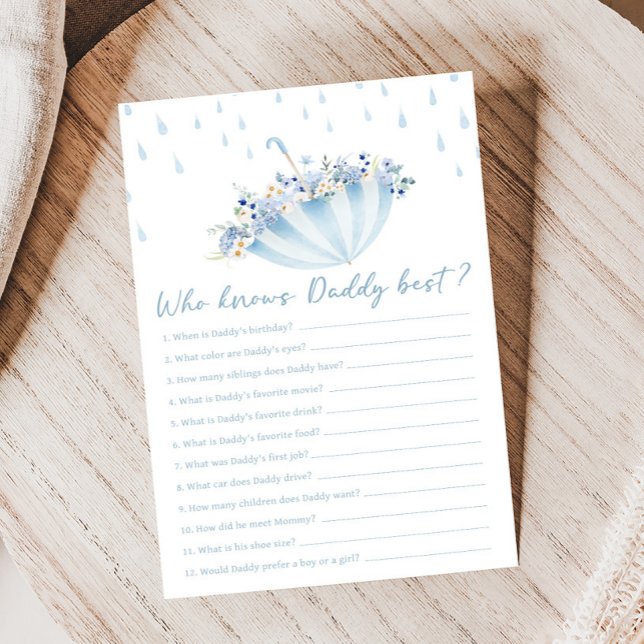 April Bring May Flowers Shower Who Knows Dad Game (April Shower Bring May Flowers Baby Shower Game)