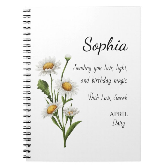 April Daisy Personalisierter Geburtstag Notizblock (Vorderseite)