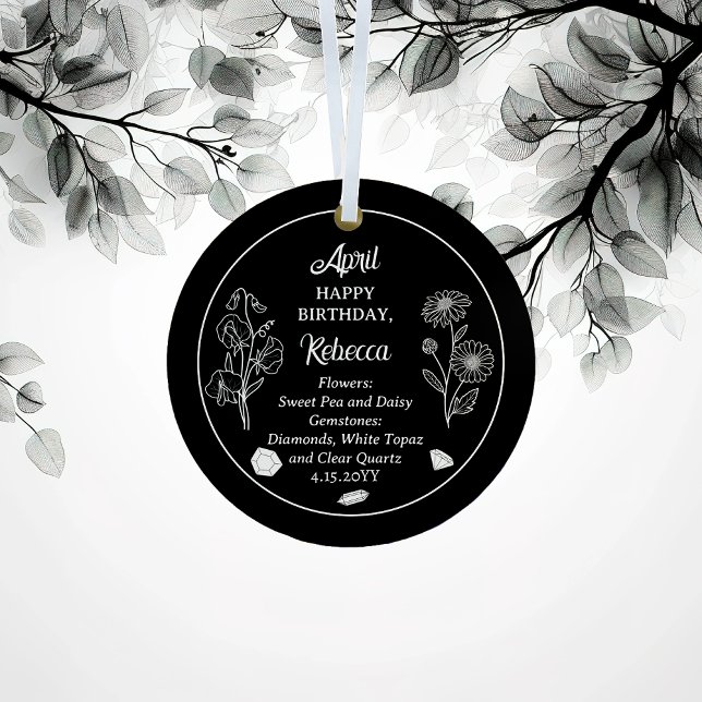 April Daisy und SweetPea Birthday Keepake Ornament Aus Metall (April Daisy and Sweet Pea Birthday Keepsake Metal Ornament)