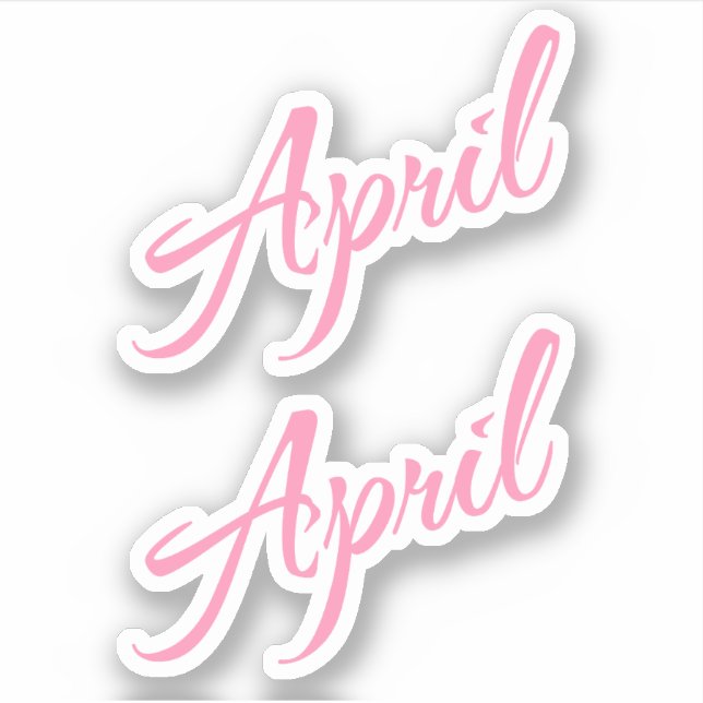 April Dekorativer Name in Rosa x2 Aufkleber (Vorderseite)