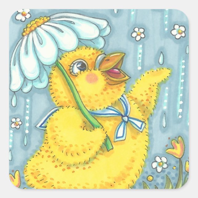 APRIL DOUCHES PRINTEMPS CHICK STICKERS Feuille (Devant)