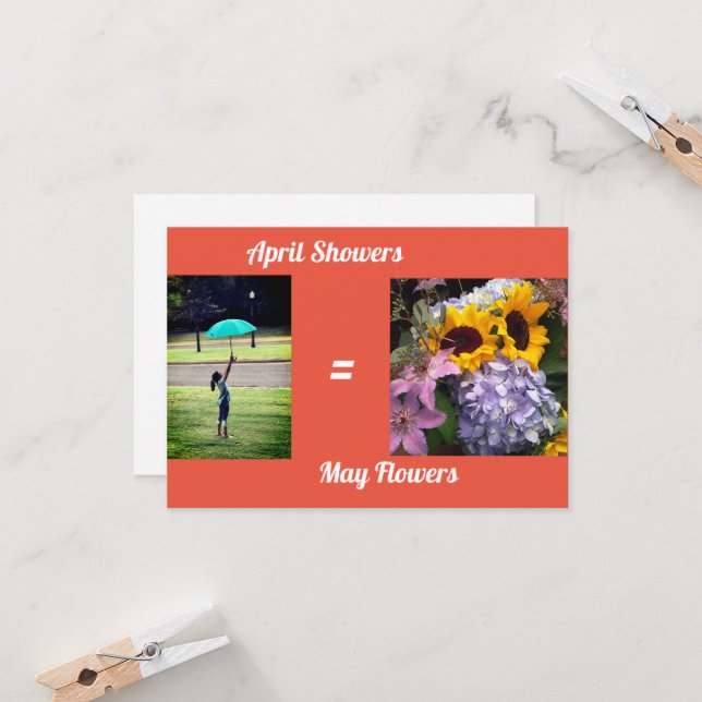 April Duschen = Mai Blume Grußkarte Karte (Vorderseite/Rückseite Beispiel)