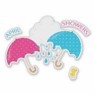 April Duschen Regen Wolkenschirme Aufkleber