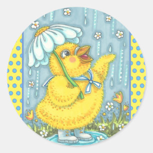 APRIL-DUSCHEN, SPRING-SCHICK, CHICKEN-STICKERS RUNDER AUFKLEBER