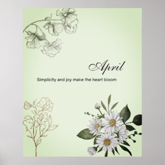 April Einfache Freude Floraler Druck Poster