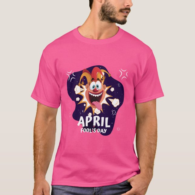 April Fool's Day Clown - Funny Pink T-Shirt (Devant)