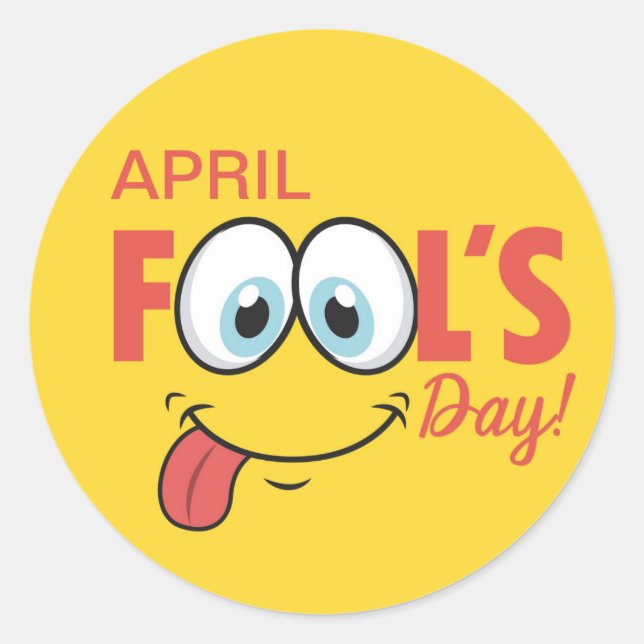 April Fool's Day Happy Funny Face | Urlaub Runder Aufkleber (Vorderseite)
