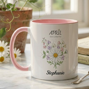 April-Geburtsblumen-Botanisches-Schwester-Geburtst Tasse