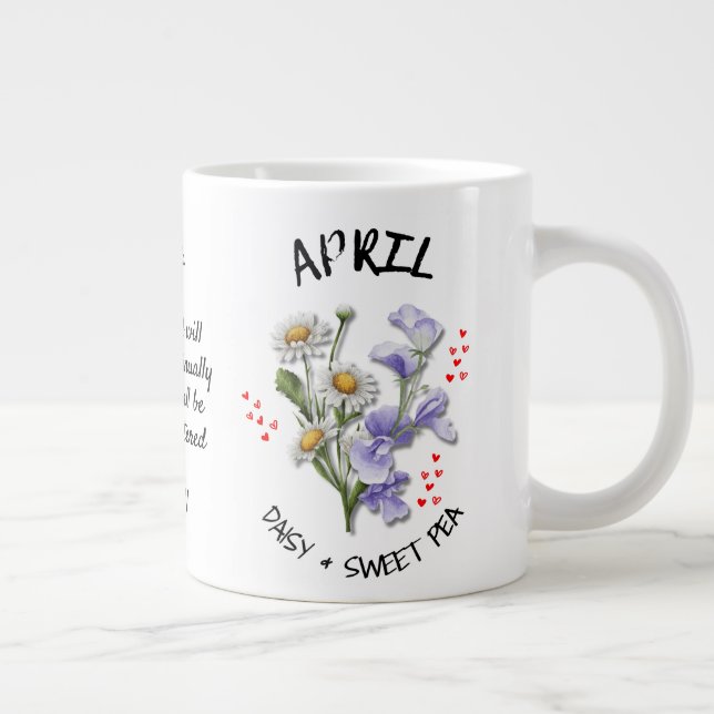 APRIL Geburtsmonat Blume Christlicher Individuelle Jumbo-Tasse (Rechts)