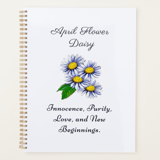 April Geburtsmonat Blume Daisy Fresh Planer (Vorderseite)