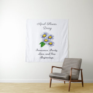 April-Geburtsmonatsblume Gänseblümchen Frisch und  Wandteppich