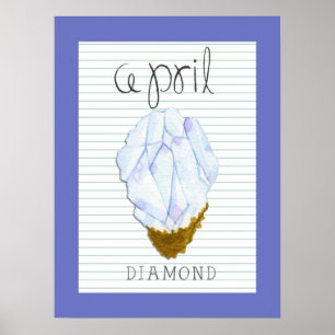 April Geburtsstein Diamant Kunstwerk Poster