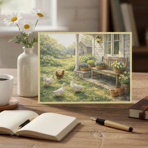 April-Hoftiere Verandablumen Aquarell-Kunst Postkarte