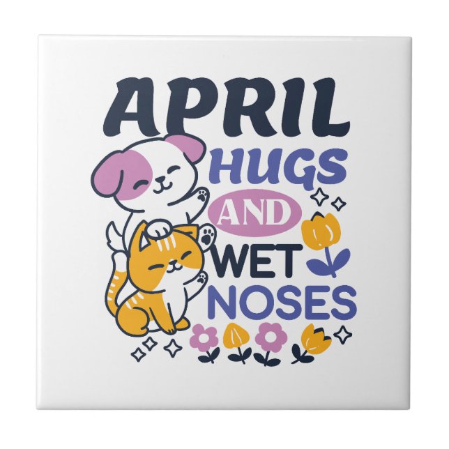 April Hugs und Nassnasen - Niedliche Hunde und Kat Fliese (Vorderseite)
