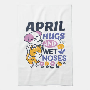 April Hugs und Nassnasen - Niedliche Hunde und Kat Geschirrtuch