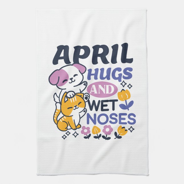 April Hugs und Nassnasen - Niedliche Hunde und Kat Geschirrtuch (Vertikal)